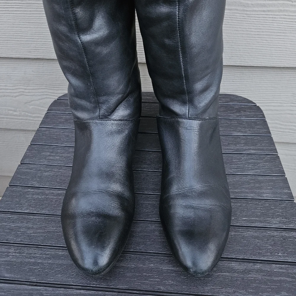 Ted Baker Francki Black Over the Knee Boots Tall Black Leather Womens Size 10